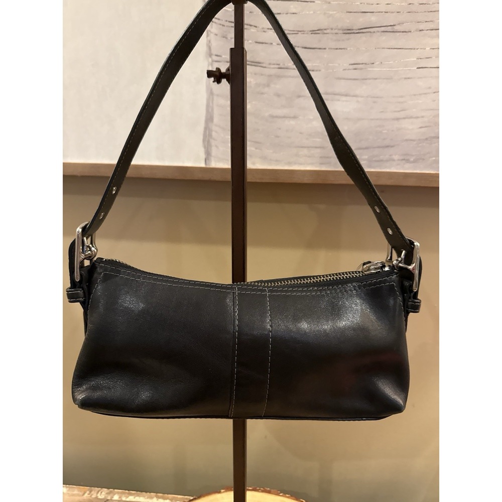 Coach Y2K Black Leather Hamptons Soho Demi Baguette Shoulder Bag Vintage # 7461 - Picture 4 of 12